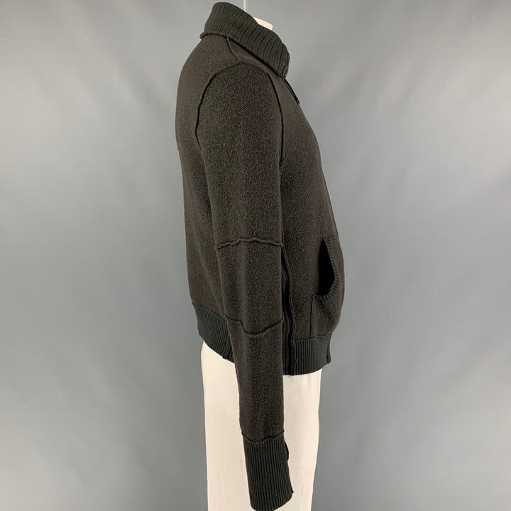 NICE COLLECTIVE Size XL Dark green Knit Wool Zip Up Cardigan