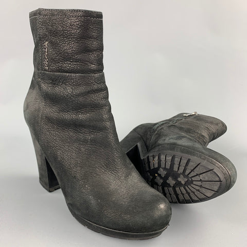 PRADA SPORT Talla 7.5 Botines de cuero negro