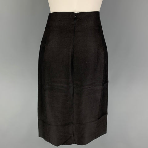 VERSACE Size 8 Black Wool Silk Pencil Below Knee Skirt