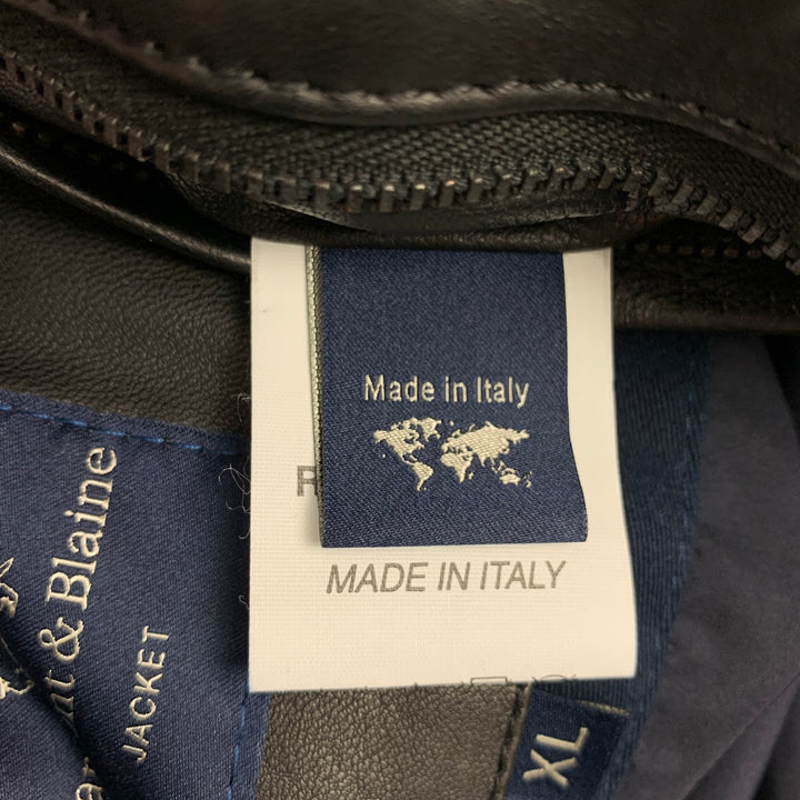 HARMONT & BLAINE Size XL Black Quilted Leather Zip Up Jacket