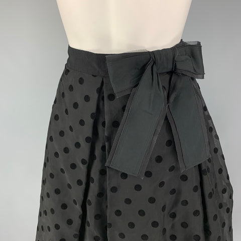 MARC JACOBS Size 8 Black Polyester Polka Dot Pleated Mid-Calf Skirt