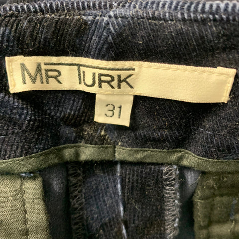 MR TURK Size 31 Navy Blue Camouflage Cotton Zip Fly Casual Pants