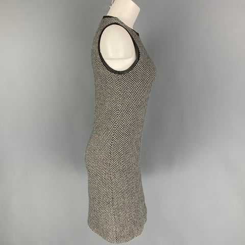 RALPH LAUREN Black Label Size M Black White Cashmere Herringbone Sleeveless Dress