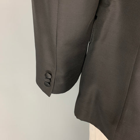 VERSACE COLLECTION Size 42 Black Viscose Wool Tuxedo Sport Coat