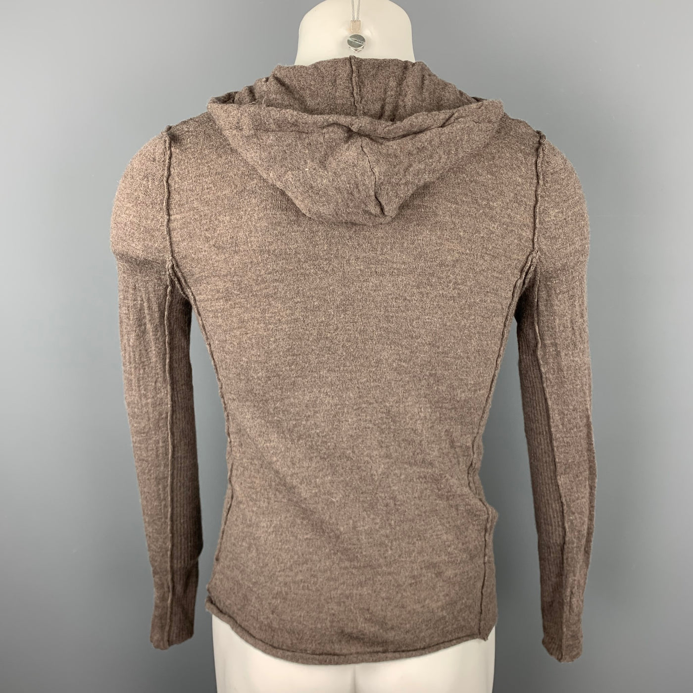 NICE COLLECTIVE Size M Brown Knitted Merino Wool Zip Up Jacket