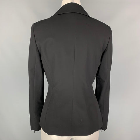 ESCADA Taille 6 Veste d’embellissement en mélange de laine vierge noire et dorée