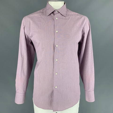 JOHN VARVATOS Camisa de manga larga con botones de algodón a rayas lavanda talla L