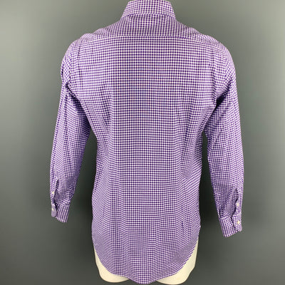 FAIRFAX for BARNEY'S NEW YORK Size L Purple Tattersall Cotton Long Sleeve Shirt