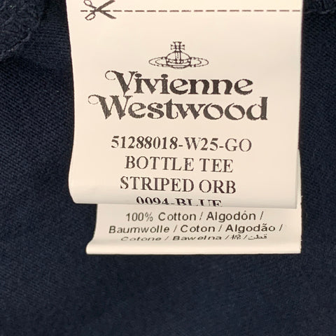 VIVIENNE WESTWOOD ANGLOMANIA Taille S T-shirt brodé en coton à rayures marine et blanc