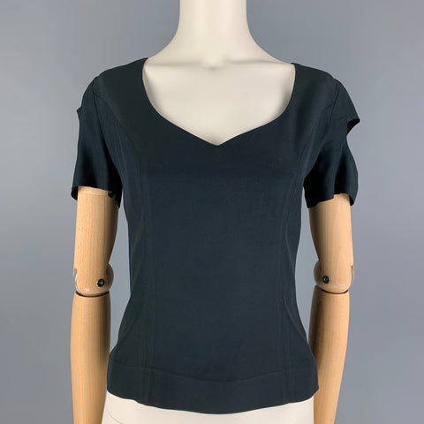 MOSCHINO Talla 6 Jersey de manga corta de rayón de acetato negro