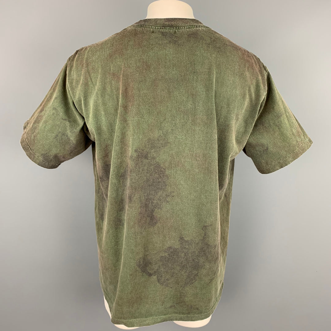 JOHN ELLIOTT Size XL Olive Dyed Cotton Short Sleeve T-shirt