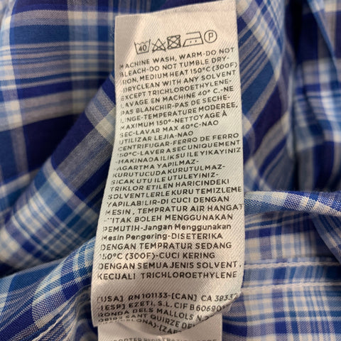 ERMENEGILDO ZEGNA Size M Blue White Plaid Cotton Long Sleeve Shirt