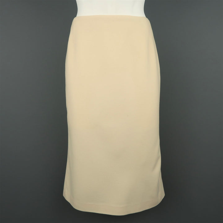 RALPH LAUREN Size 8 Cream Wool / Cashmere Fishtail Pencil Skirt