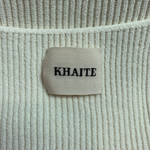 KHAITE Size XS Cream Ribbed Stretch Viscose Blend Ista Top