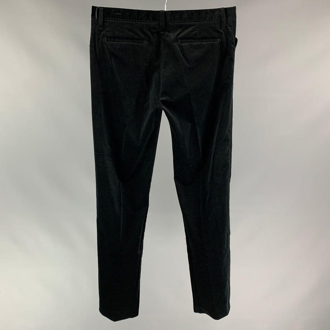 CoSTUME NATIONAL Size 30 Black Velvet Cotton Button Fly Dress Pants