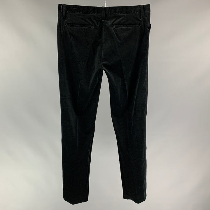 CoSTUME NATIONAL Size 30 Black Velvet Cotton Button Fly Dress Pants