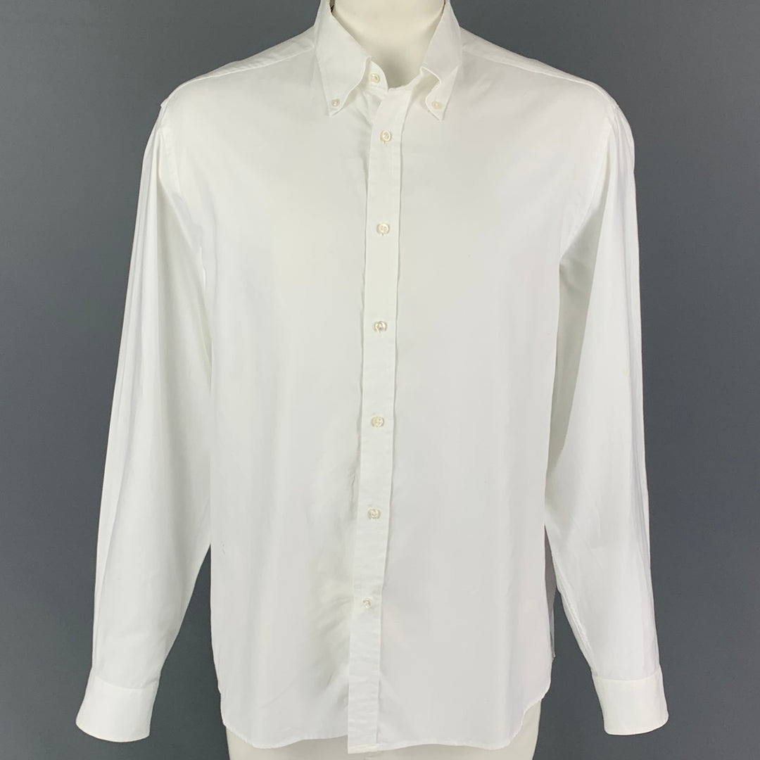 RALPH LAUREN Purple Label Size XXL White Cotton Button Down Long Sleeve Shirt