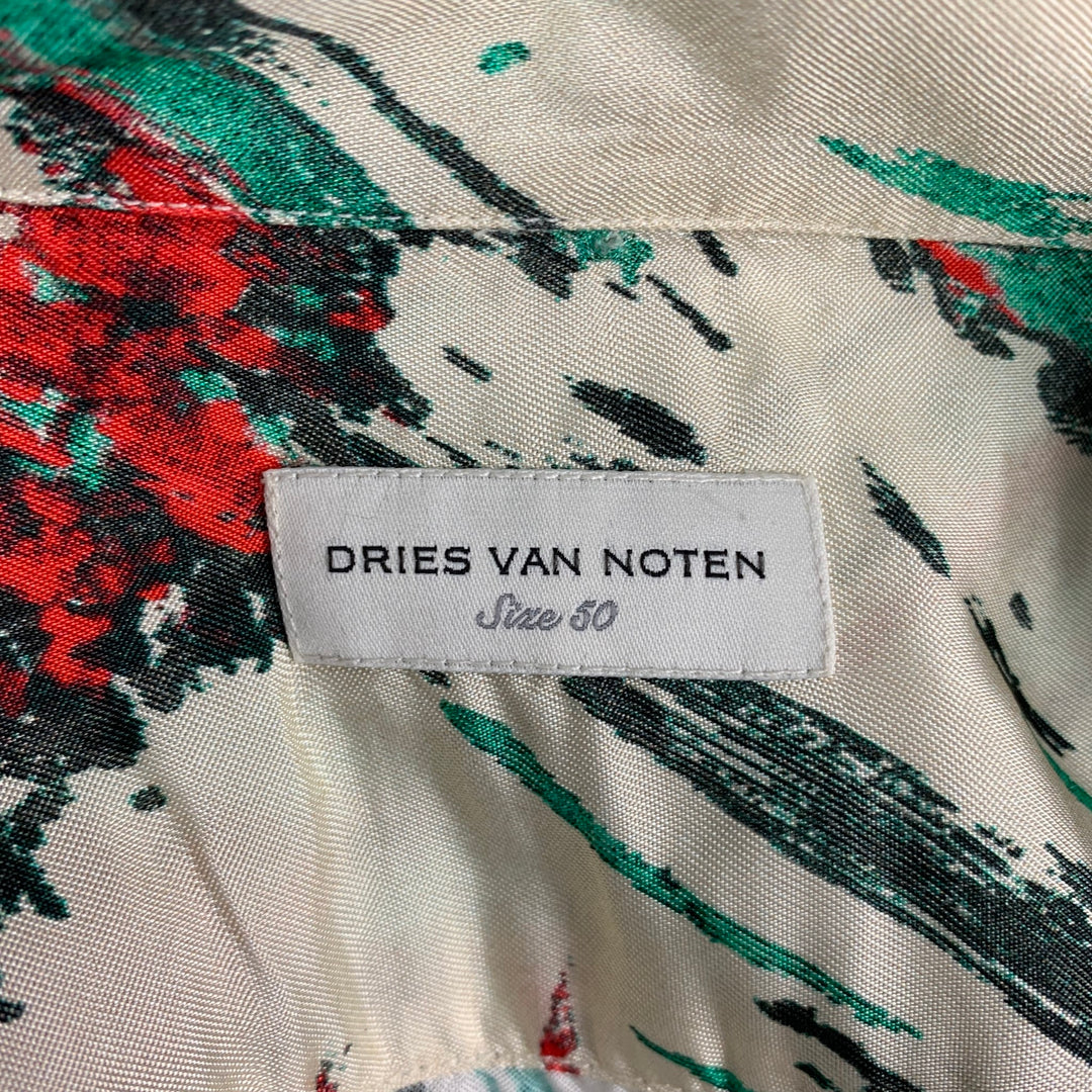 DRIES VAN NOTEN SS 20 Size M Multi-Color Sequined Viscose Camp Short Sleeve Shirt