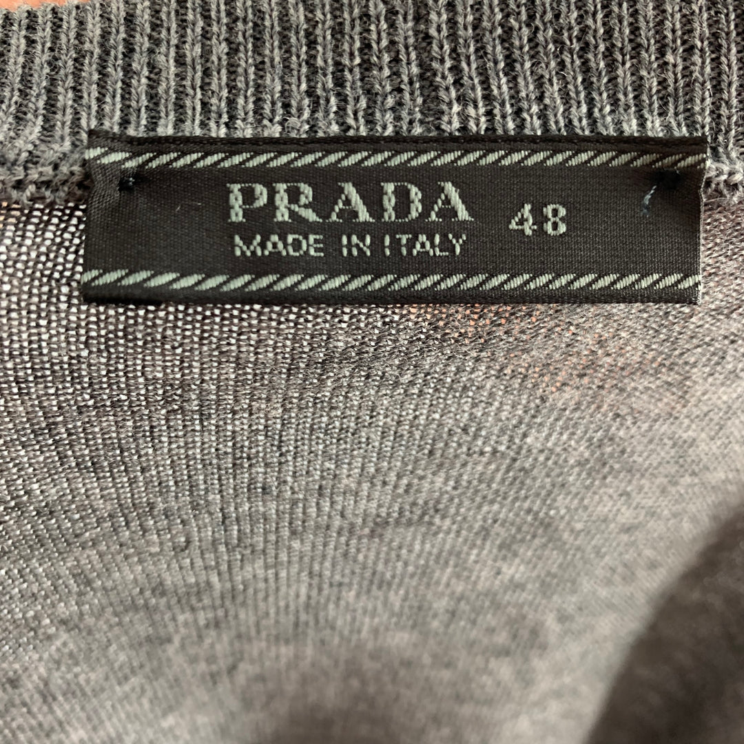 PRADA Size S Black Grey Knitted Wool Buttoned Cardigan – Sui