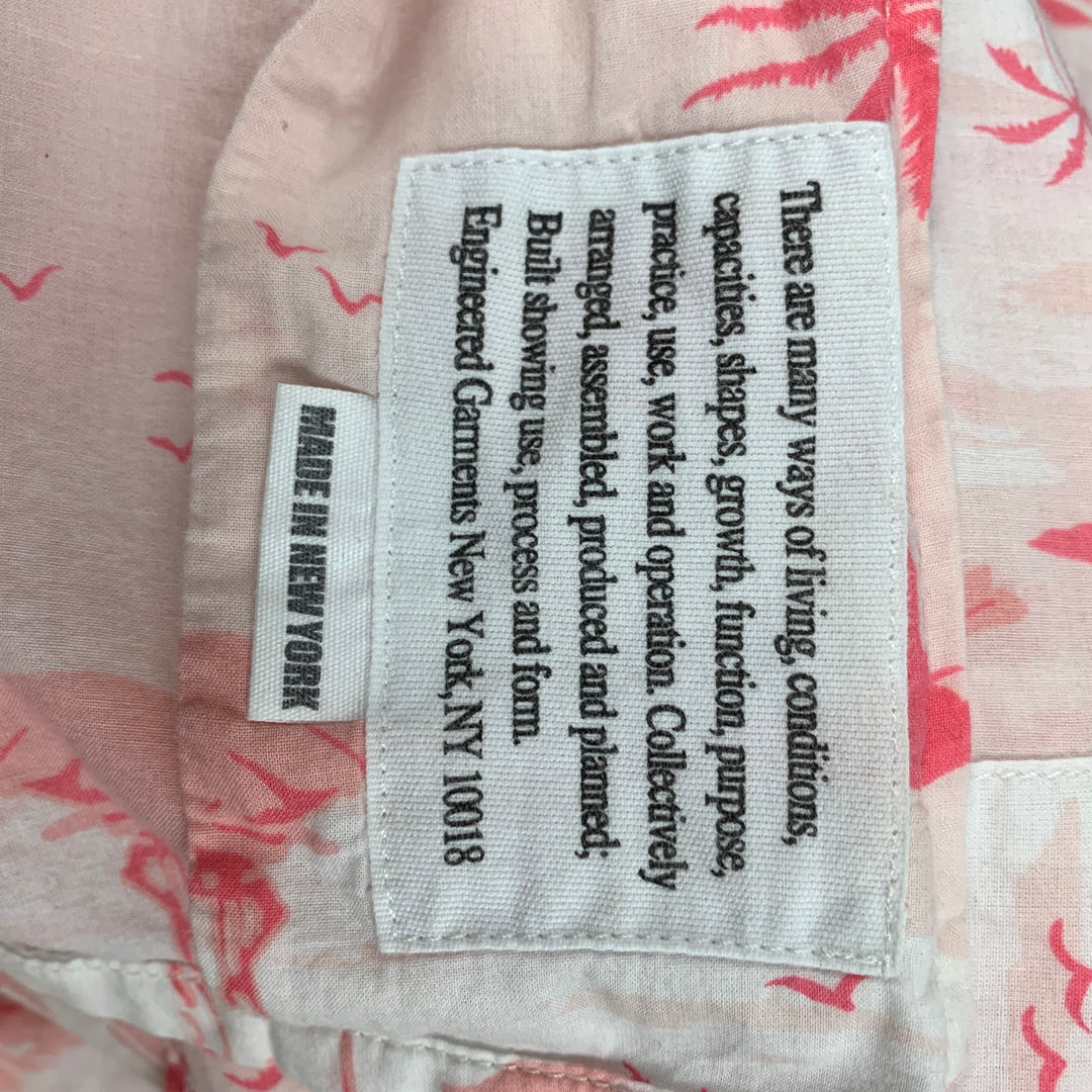 ENGINEERED GARMENTS Camisa de manga corta de algodón con gráfico blanco rosa talla M