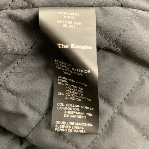THE KOOPLES Size M Black Leather Shearling Collar Biker Jacket