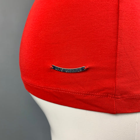 LOVE MOSCHINO Size 4 Red Black Cotton / Elastane Ruffled Pockets Buttoned Blouse