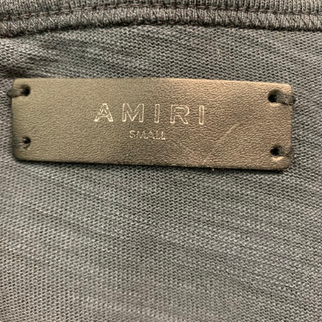AMIRI Camiseta de manga corta de algodón desgastada gris talla S
