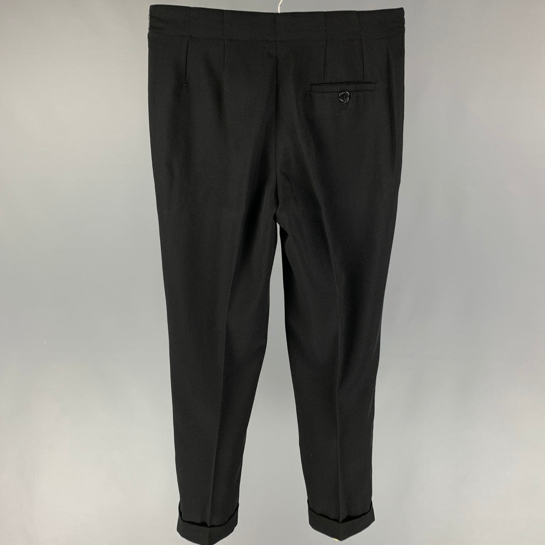 DIRK BIKKEMBERGS Size 32 Black Rayon Drawstring Dress Pants
