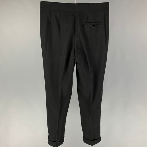 DIRK BIKKEMBERGS Size 32 Black Rayon Drawstring Dress Pants