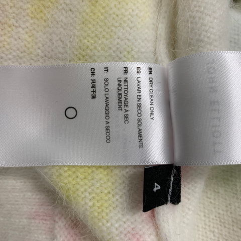 JOHN ELLIOTT Size XL Off White Yellow Painted Angora  Nylon Crew-Neck Sweater
