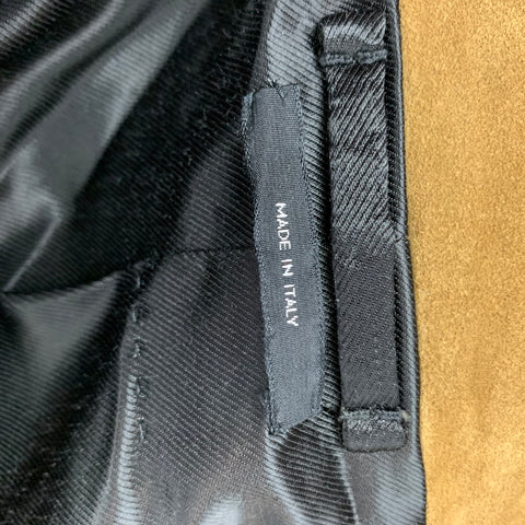 TOM FORD Size 48 Tan Textured Leather Double Breasted Coat