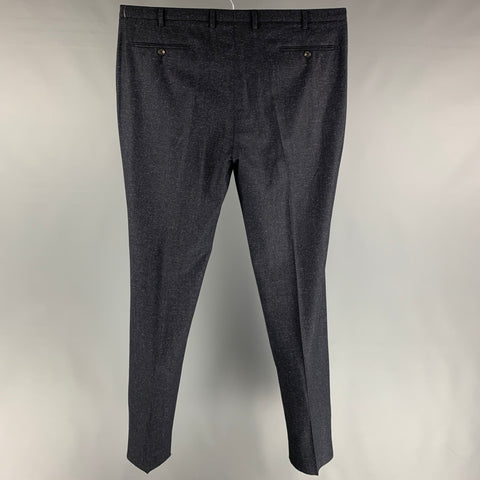 CALVIN KLEIN COLLECTION Taille 40 Pantalon habillé en laine / soie chiné noir et gris