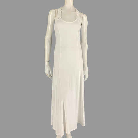 RALPH LAUREN Black Label Size M White Cotton Crochet Racerback Long Dress