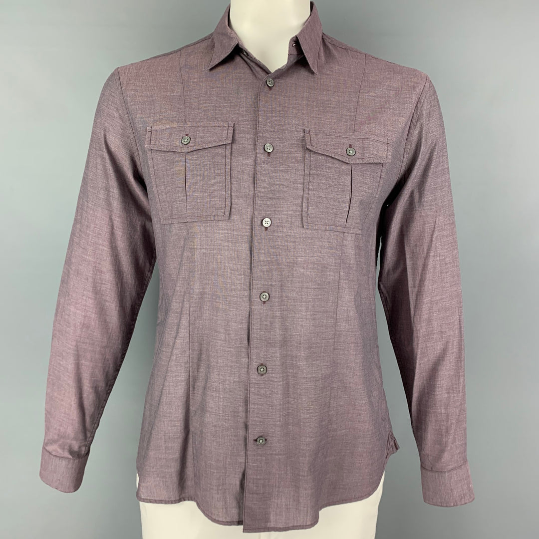 JOHN VARVATOS * U.S.A. Size M Purple Cotton Button Up Long Sleeve Shirt