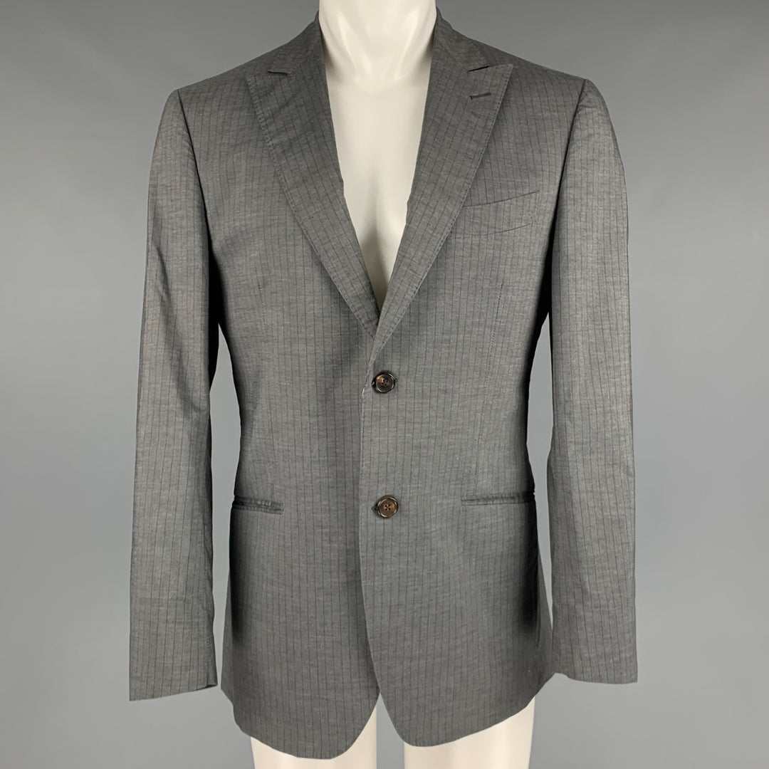 ETRO Size 40 Grey Brown Stripe Cotton Single breasted Sport Coat