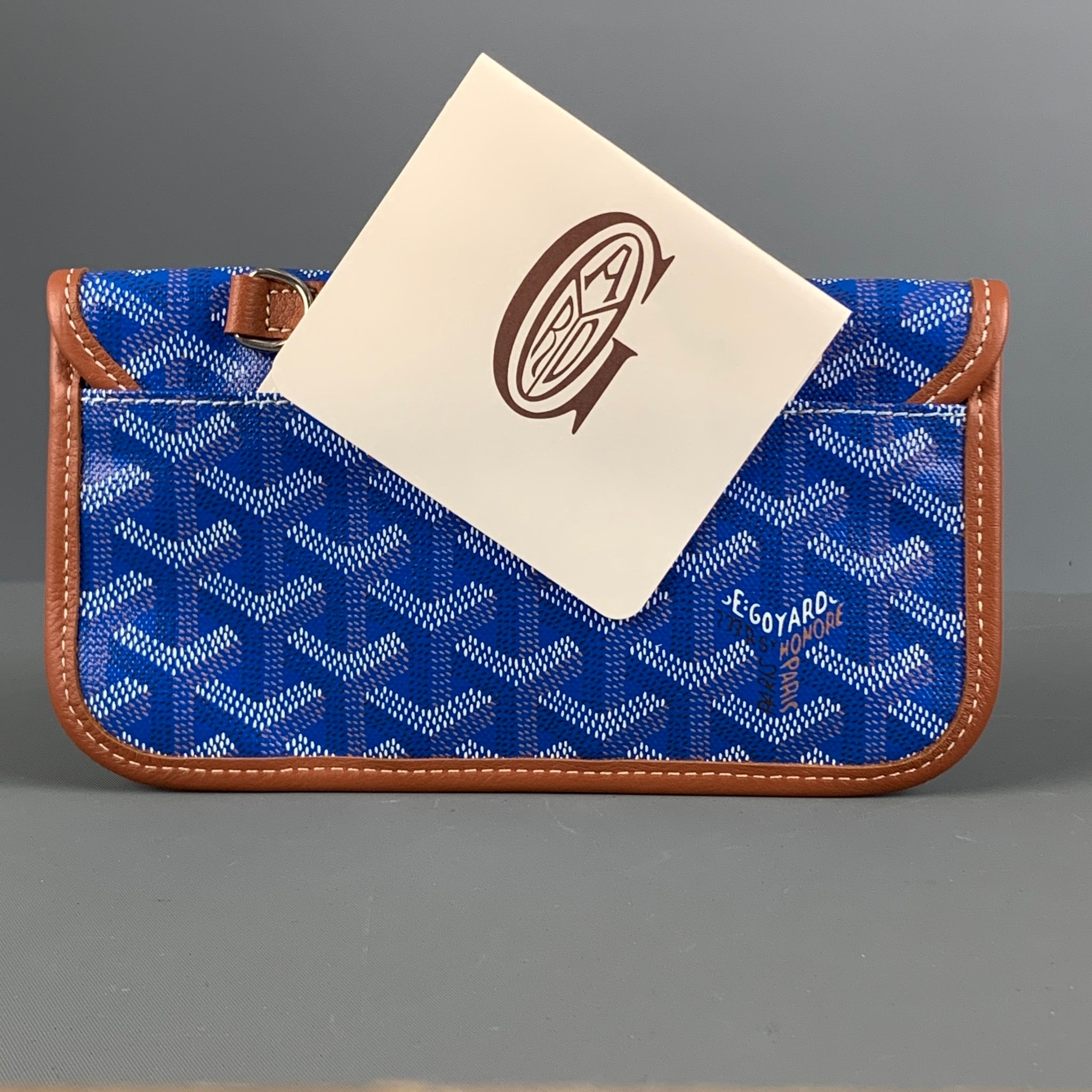 GOYARD Blue Tan Logo Coated Canvas Wallet Sui Generis Designer