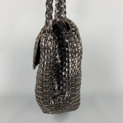 DE VECCHI by HAMILTON TON HODGE Bolso de hombro de cuero tejido marrón