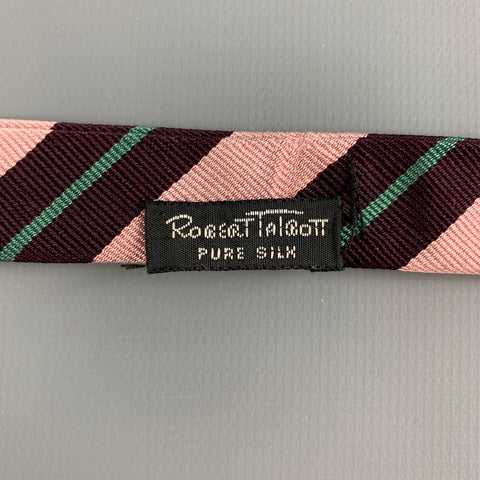 ROBERT TALBOTT Noeud papillon en soie à rayures diagonales rose violet
