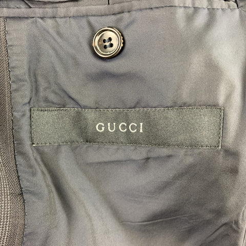 GUCCI Size 38 Regular Black Stripe Wool Notch Lapel Suit