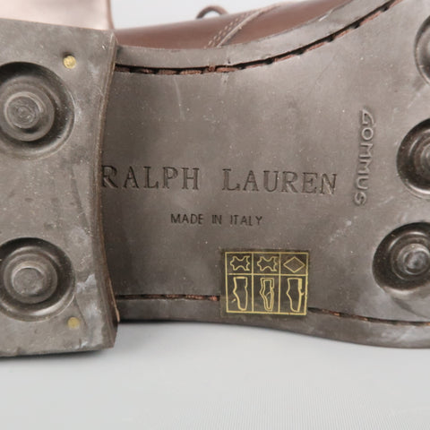 RALPH LAUREN Talla 9 Botas con cordones de cuero macizo marrón 