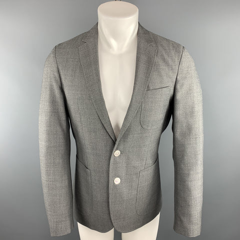 HUGO BOSS Taille 38 Manteau de sport à revers cranté en laine à chevrons gris