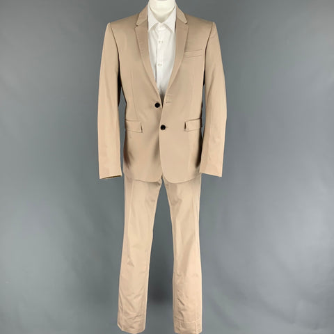 BURBERRY LONDON Size 36 Beige Cotton Notch Lapel Suit