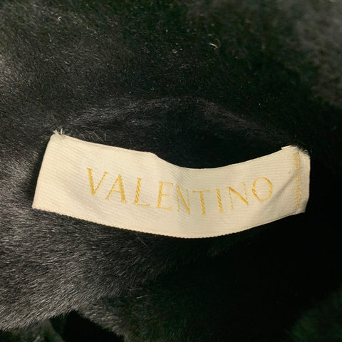 VALENTINO Size 10 Black Shiny Lamb Shearling Coat