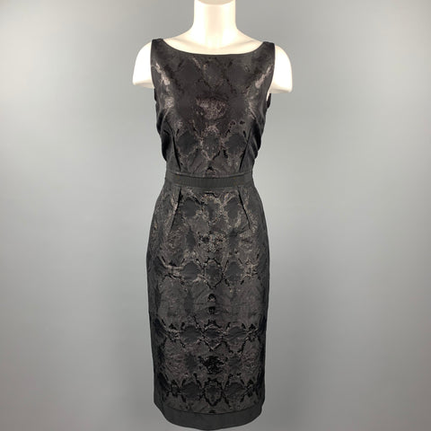 GIAMBATTISTA VALLI Taille 8 Robe de cocktail en brocart noir et acétate métallisé