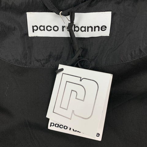 PACO RABANNE Size L Black Nylon Full Zip Drawstring Hooded Jacket