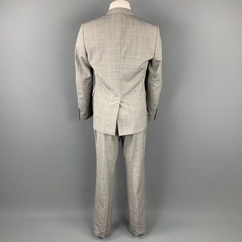 BURBERRY LONDON Size 38 Regular Grey Glenplaid Virgin Wool Suit