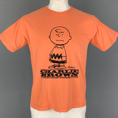 MARC JACOBS x PEANUTS Size M Orange Black Graphic Cotton Crew-Neck T-shirt