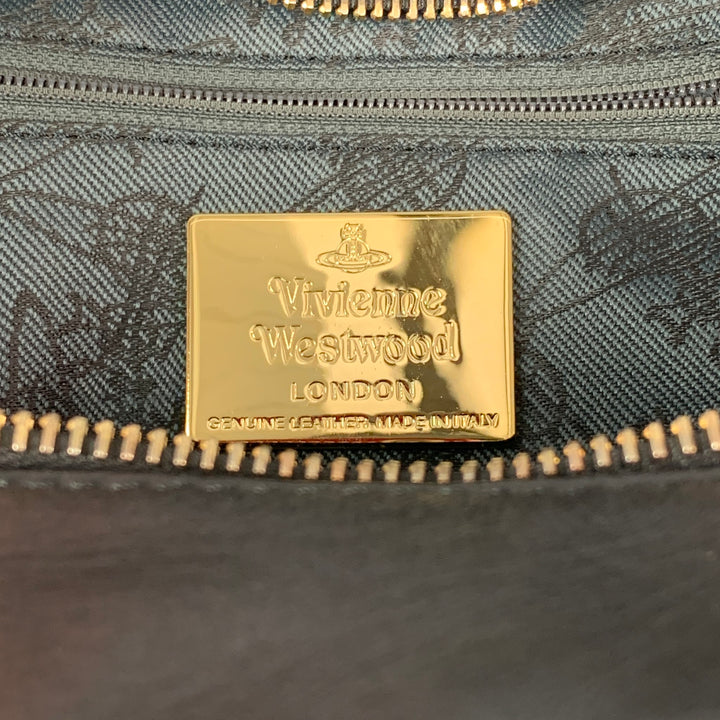 VIVIENNE WESTWOOD Coventry Black & Gold Quilted Leather Asymmetrical Handbag