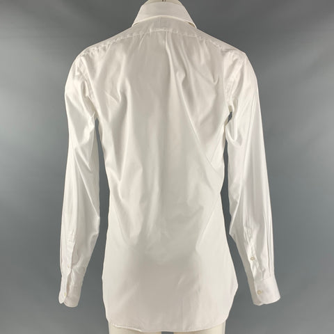 HAMILTON Size M White Herringbone Long Sleeve Shirt