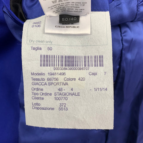 CALVIN KLEIN COLLECTION Size 40 Royal Blue Cotton / Polyester Notch Lapel Sport Coat